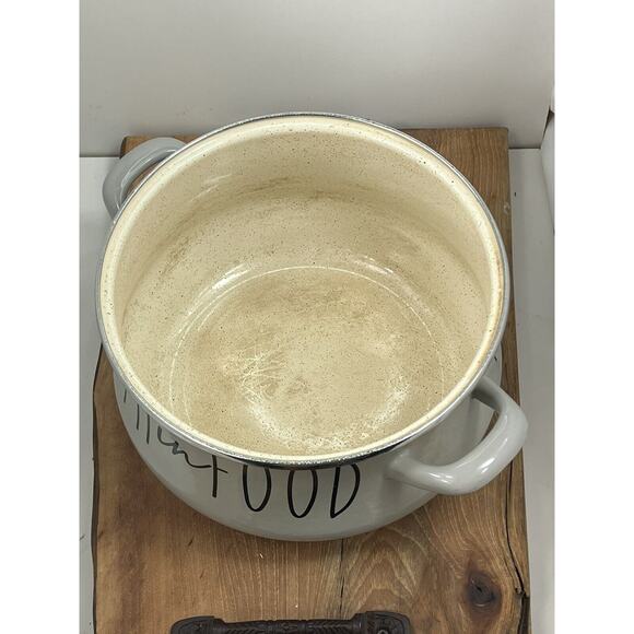 CHEFS ATELIER Light Grey 4.8 QT ENAMELED STEEL Pot “Faith in Food” Lid Cast - Picture 3 of 12